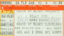 Gary Numan Cleveland Ticket 2006